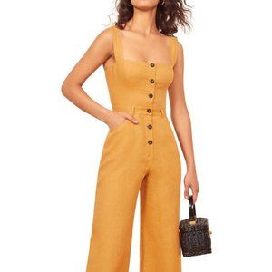Reformation Tyler Button Jumpsuit 100% Linen